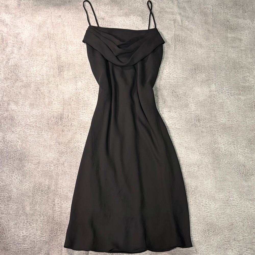 Vintage Black Cowl Sleeveless Midi Dress